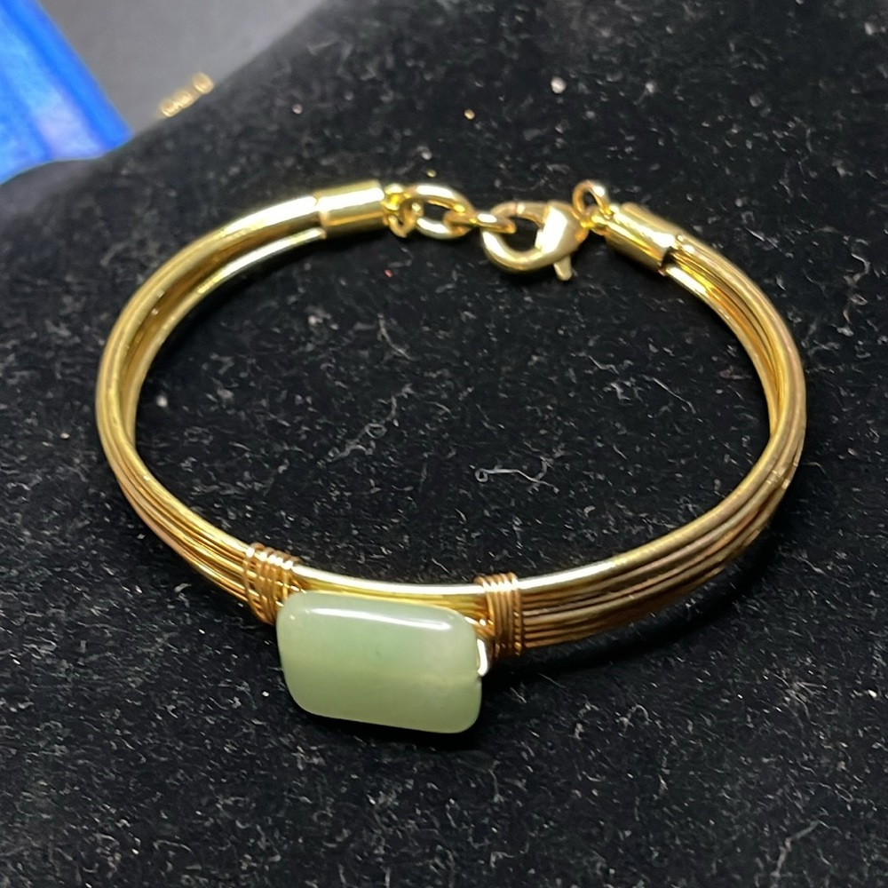 Weaved Jade Stone Bangle Bracelet View 2